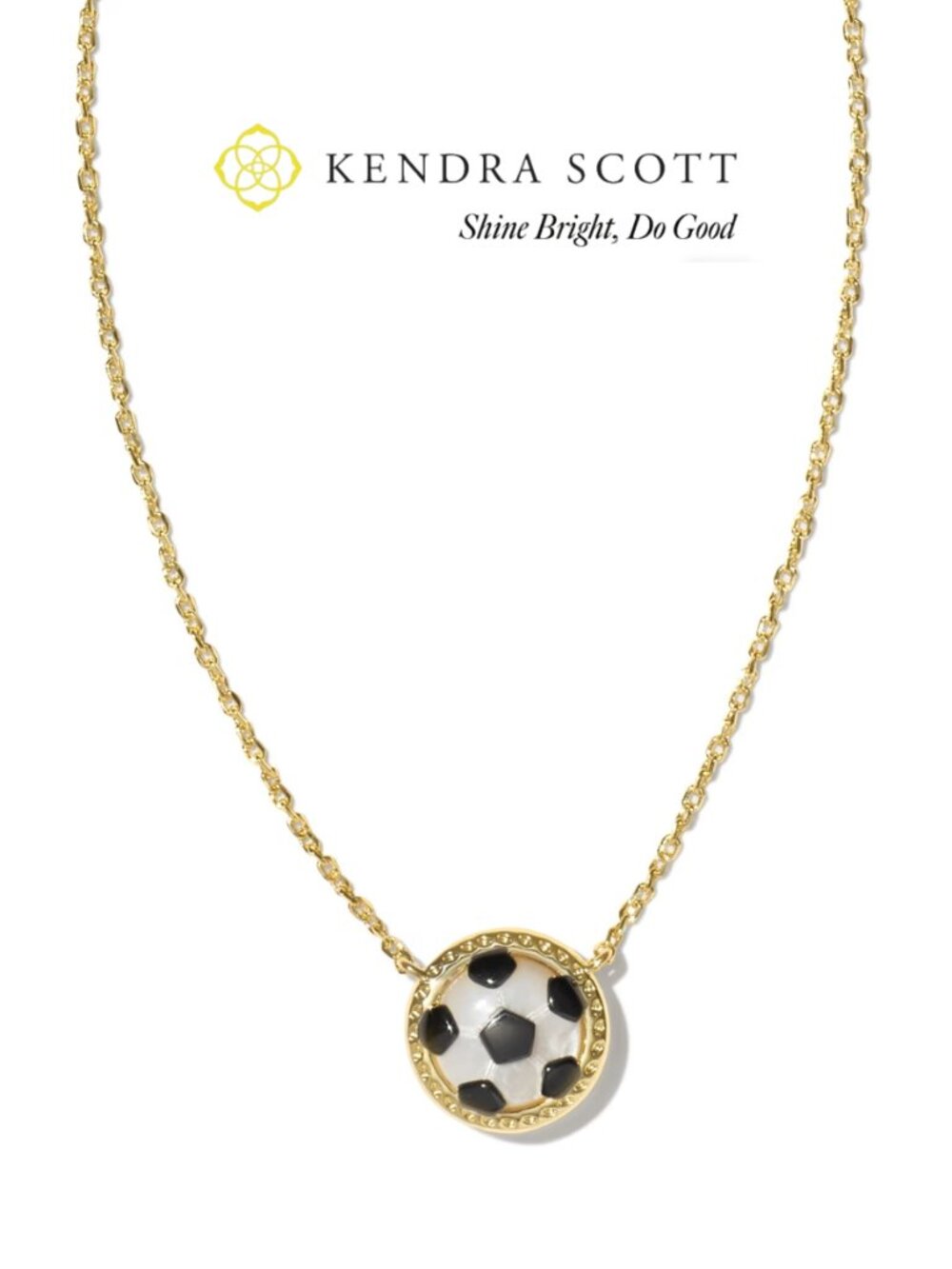 NWT Soccer Gold Short Pendant Necklace in Ivory Mother-of-Pearl